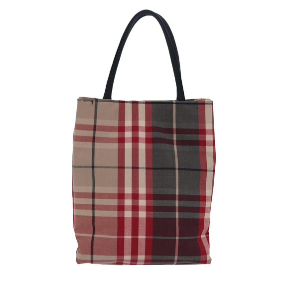 BURBERRY Nova Check Hand Bag Canvas Red Auth 81671 - Picture 2 of 16
